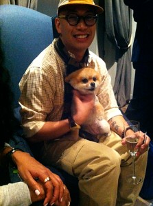 Kevin Leong with Change his Pomeranian