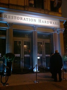 Restoration Hardware is all lit up.