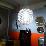 The pendant light is bright and airy.